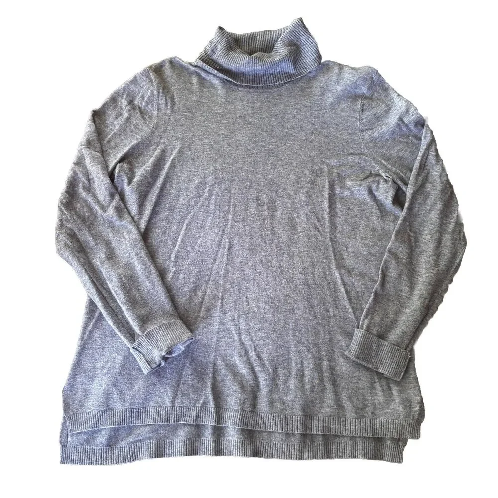 Cyrus Sweater Sz XL Turtleneck Ribbed Tunic Grey Winter Autumn Casual Knit Warm - Picture 1 of 9